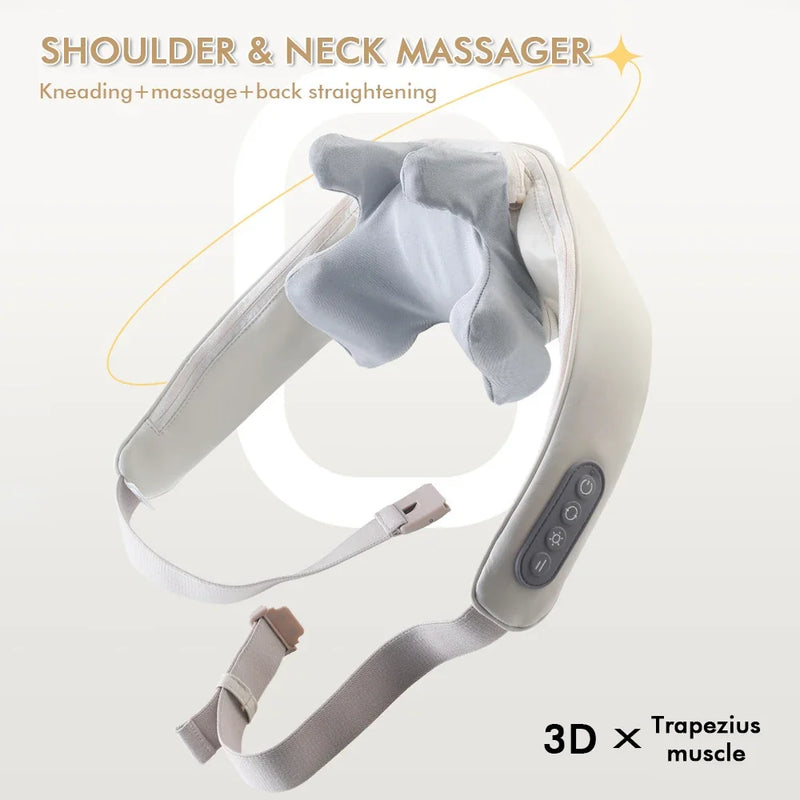 Massageador elétrico de pescoço e costas, sem fio. Promove o  relaxamento muscular cervical