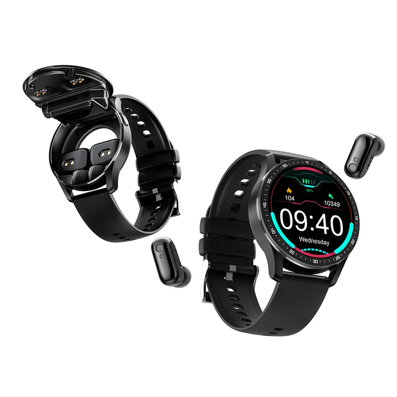 Smartwatch, sem fio, bluetooth com fone de ouvido duplo. Relógio 2 em 1