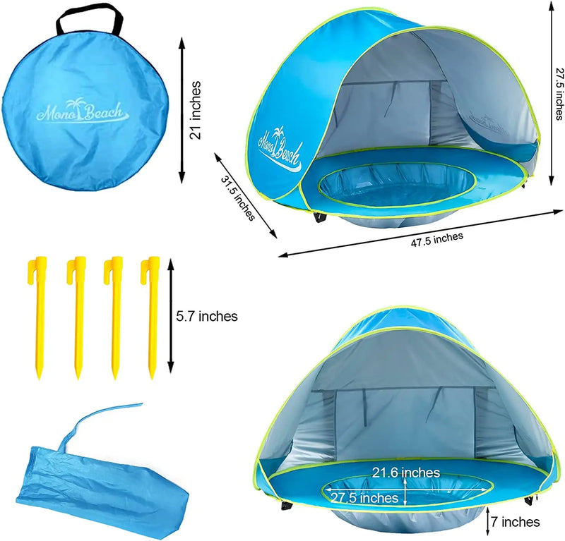 Tenda de praia ou piscina para Crianças pequenas. Proteja seu bebê do sol e previna queimaduras.